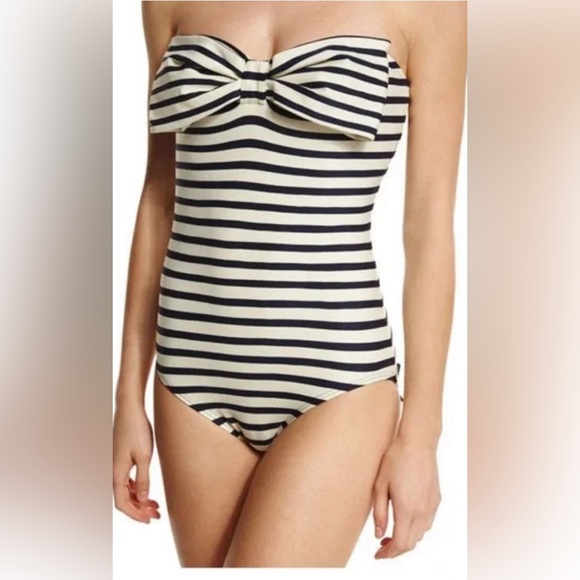 kate spade Other - Kate Spade Bandeau One Piece Strapless Swim Suit Navy/White Stripe Medium